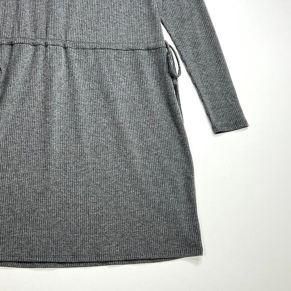 Charles Henry Long Sleeve Cinch Waist Ribbed Knit Dress Gray Womens Small - Picture 5 of 9